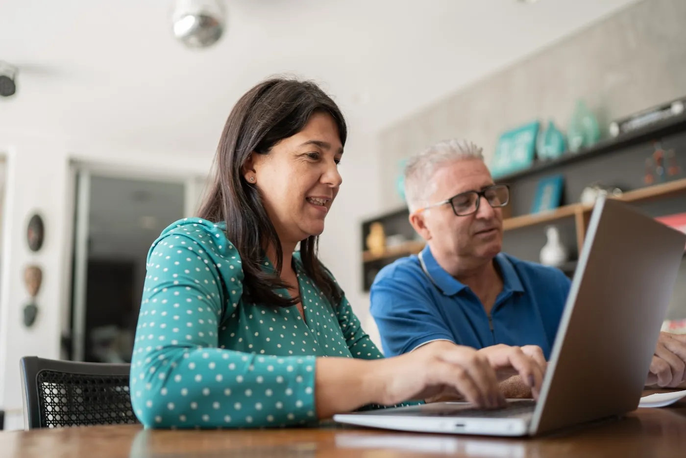 A couple working on their home finances