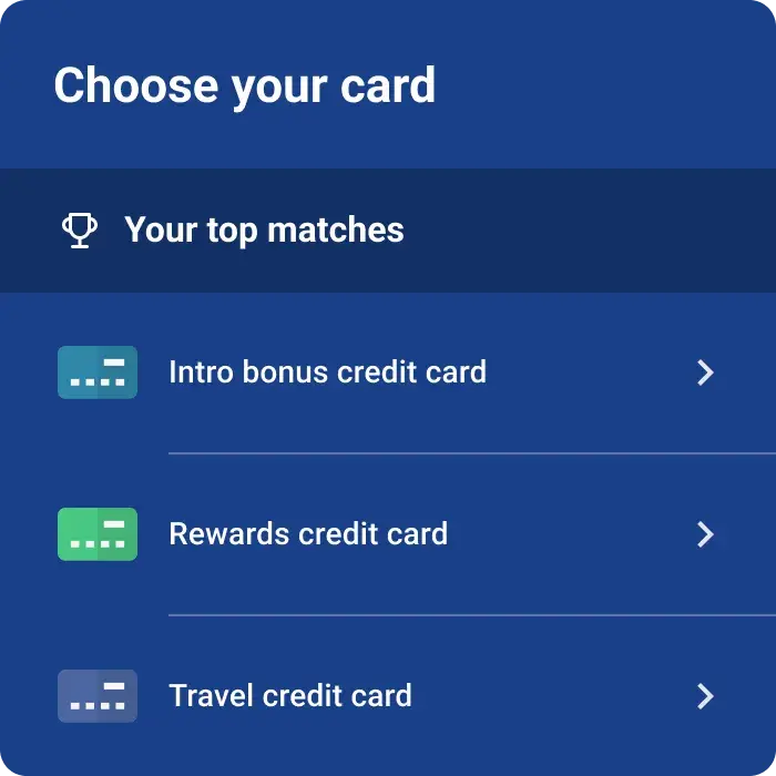 Graphic choose your card screen.