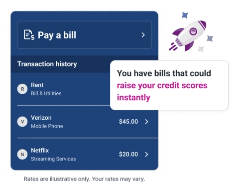 Graphic screen pay bill and boost.