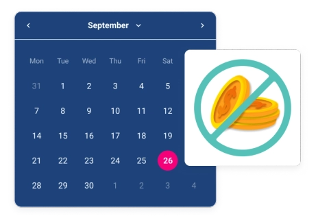 Graphic screen calendar no fee.