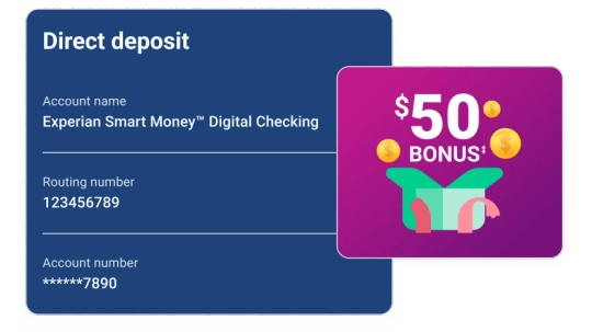 Graphic screen direct deposit and bonus.