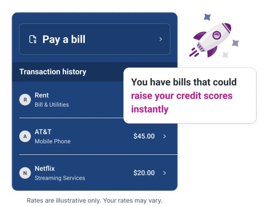 Graphic screen pay bill and boost.