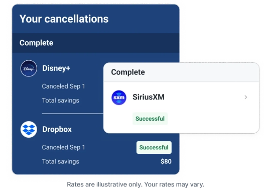 Graphic screen subscription cancellations.