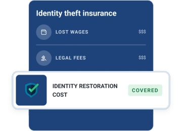 Graphic identity theft insurance fees covered.