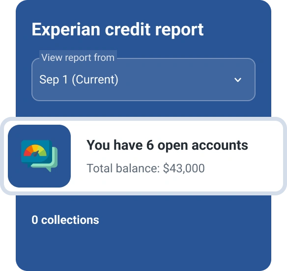 Graphic credit experian report with open accounts.