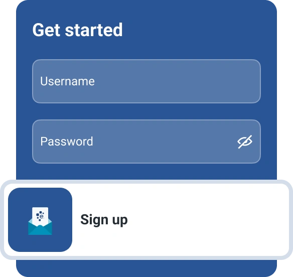 Graphic get started sign-up for account.